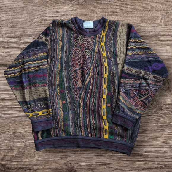 Coogi Jumper Crew Neck Sweater Mercerized Cotton Australia Multi Color Mens M - Picture 1 of 4